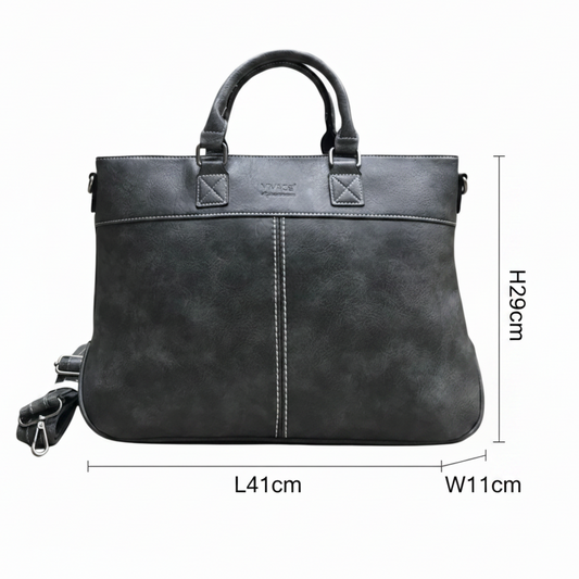 Vivace Laptop Bag: GREY PU Leather with Adjustable Strap