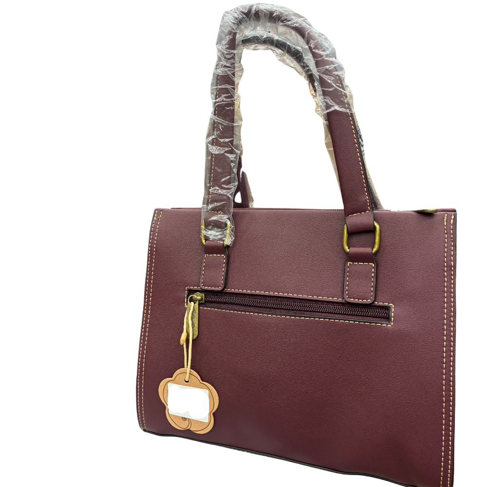 Cotton Road Handbag: Classic-Style RED PU Leather with Embossed Pattern