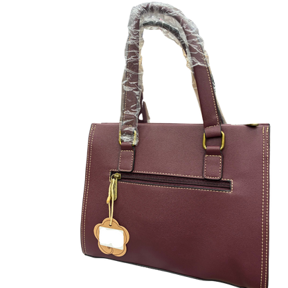 Cotton Road Handbag: Classic-Style RED PU Leather with Embossed Pattern