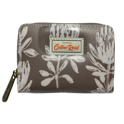 Cotton Road Handbag: KHAKI/BROWN Canvas PROTEA Print with MATCHING Card Holder