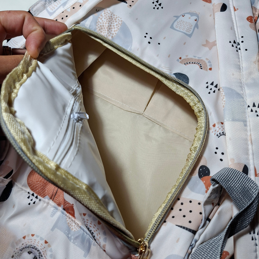 Beizhiyi Nappy Bag: CREAM PVC Baby Backpack with Twin Handles and ANIMAL PRINT