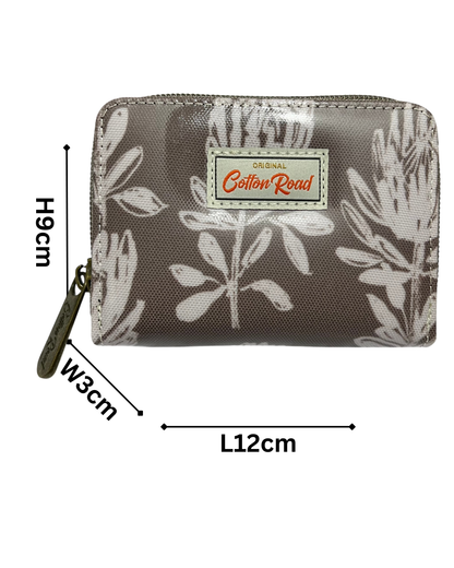 Cotton Road Handbag: KHAKI/BROWN Canvas PROTEA Print with MATCHING Card Holder