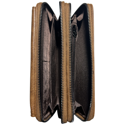 Vivace Sling Wallet: BROWN PU Leather Horizontal Cellphone Sling