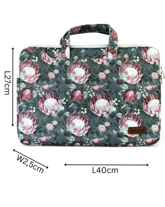 GREEN PROTEA Cotton Road PVC Laptop Bag / Carry Sleeve with Padded Inner