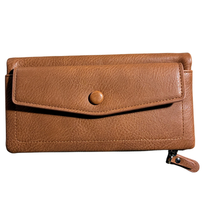 Vivace Wallet: Large BROWN Soft PU Leather Textured Organiser