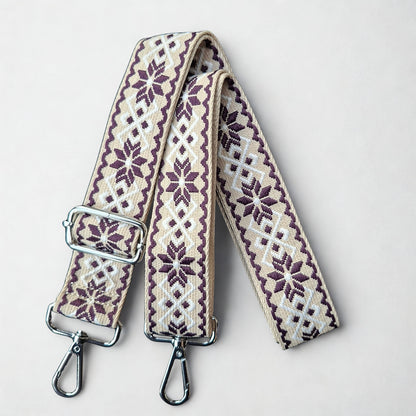Adjustable Bag Strap: MAROON on BEIGE Pattern