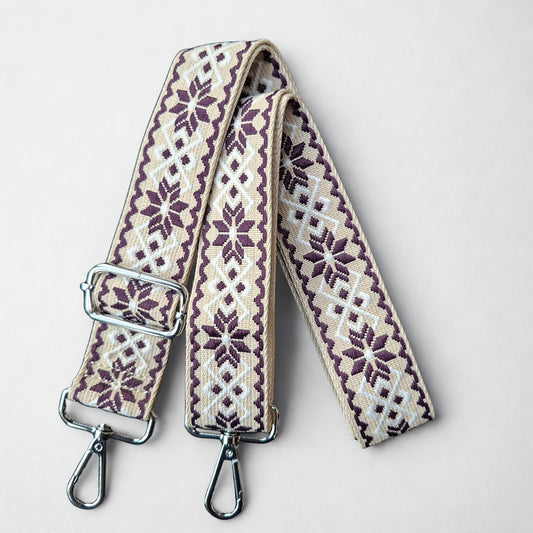 Adjustable Bag Strap: MAROON on BEIGE Pattern