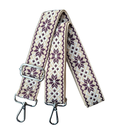 Adjustable Bag Strap: MAROON on BEIGE Pattern detail