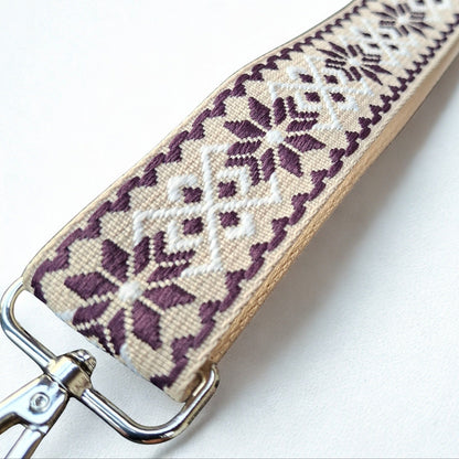 Adjustable Bag Strap: MAROON on BEIGE Pattern zoom