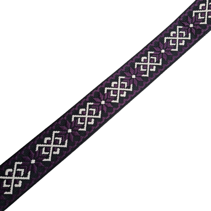 Adjustable Bag Strap: PURPLE ON BLACK with WHITE FLORAL Pattern near