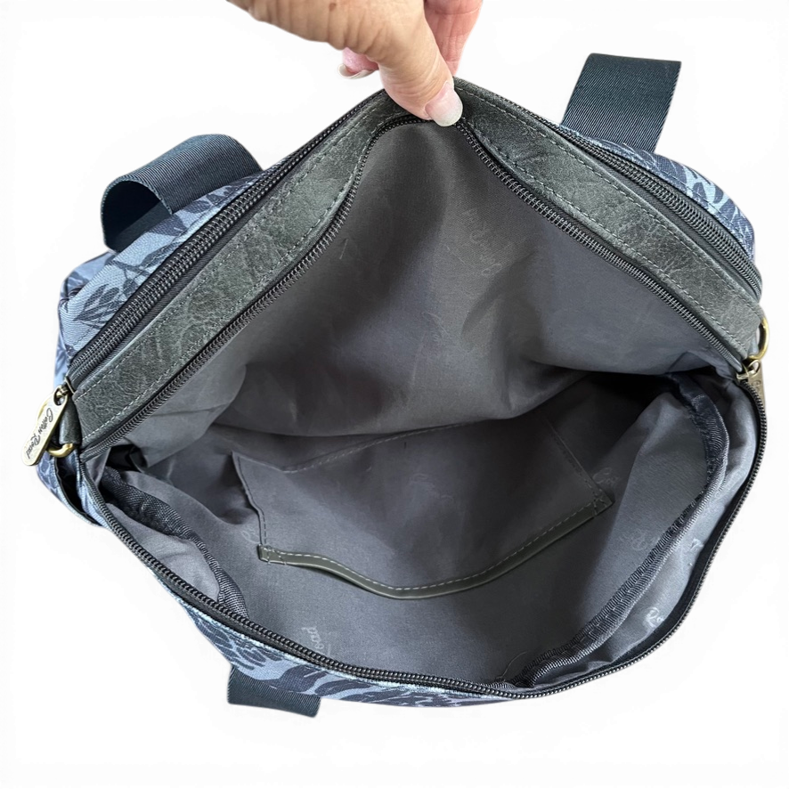 Cotton Road Handbag: BLUE/GREY Canvas PROTEA Print with MATCHING Cardholder