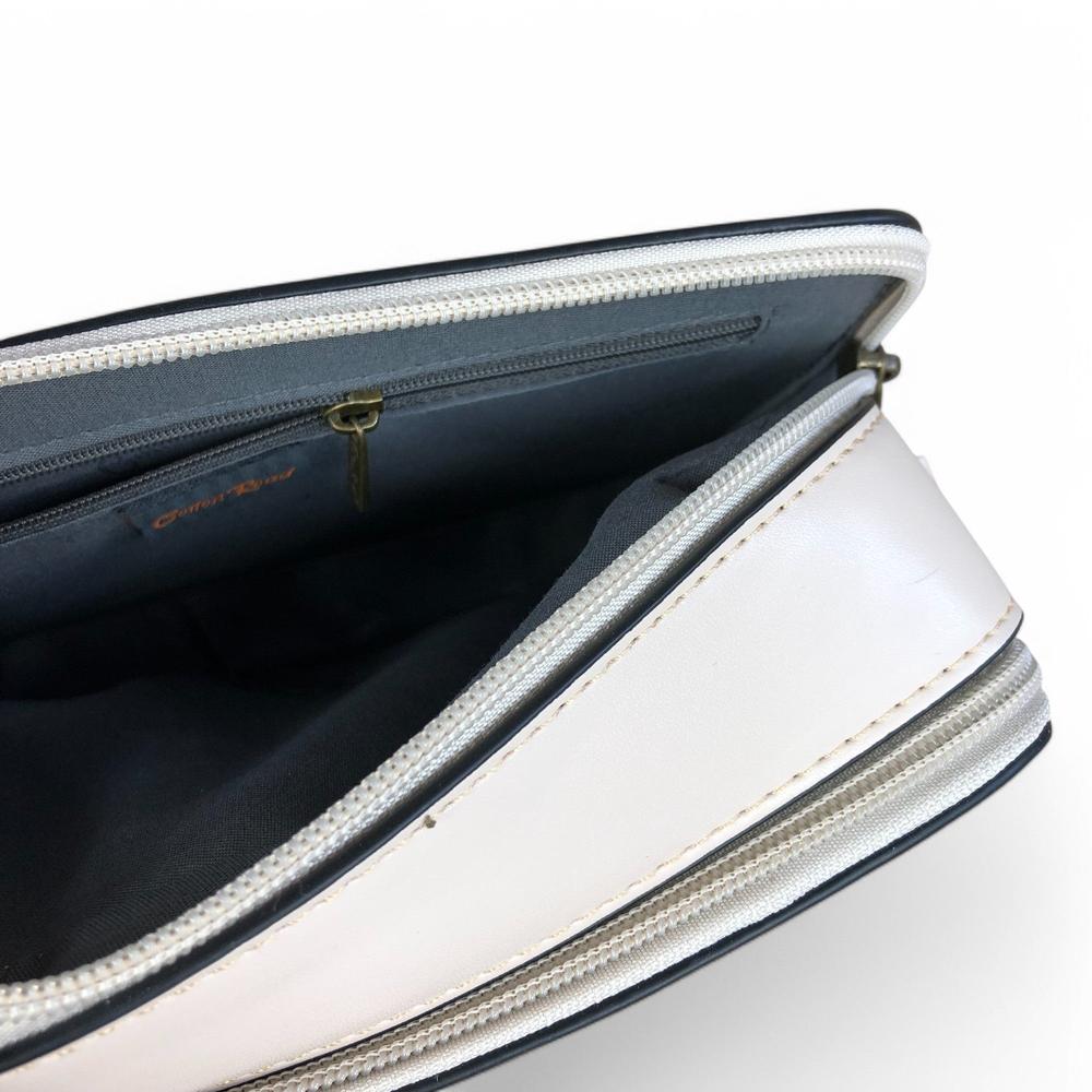 BEIGE PU Leather Cotton Road Sling Bag with FLORAL Panel