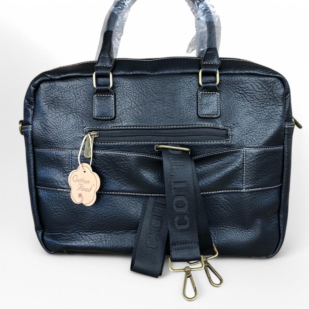 BLACK BRANDED Cotton Road PU Leather Laptop Bag