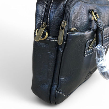BLACK BRANDED Cotton Road PU Leather Laptop Bag