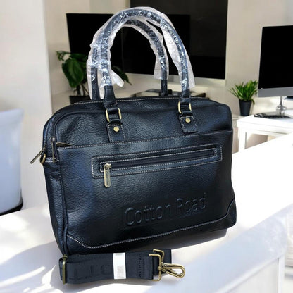 BLACK BRANDED Cotton Road PU Leather Laptop Bag