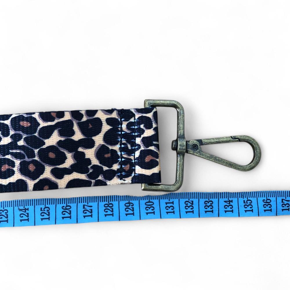 BLACK Cotton Road Canvas Adjustable Bag Strap with LEOPARD Print