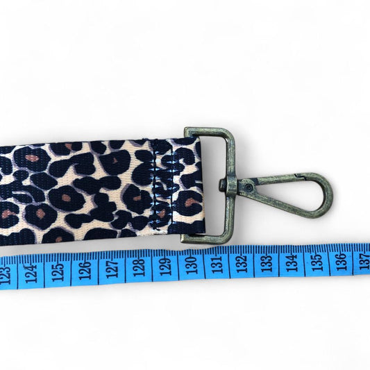 BLACK Cotton Road Canvas Adjustable Bag Strap with LEOPARD Print