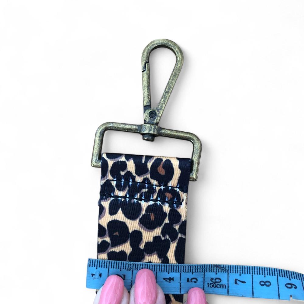 BLACK Cotton Road Canvas Adjustable Bag Strap with LEOPARD Print