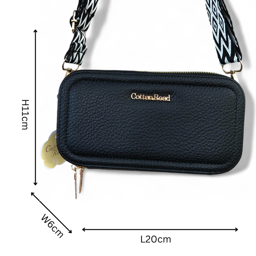 BLACK Cotton Road PU Leather Cellphone Sling Wallet