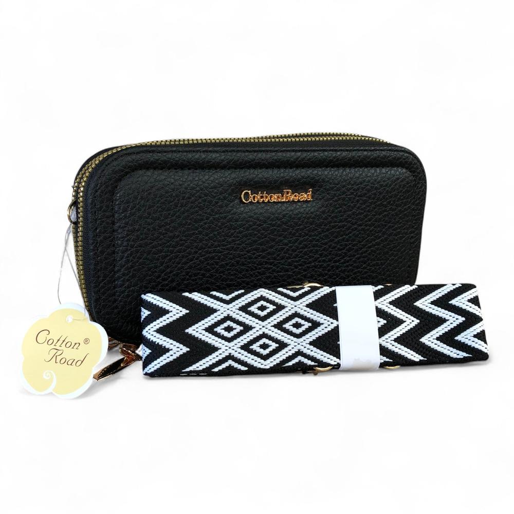 BLACK Cotton Road PU Leather Cellphone Sling Wallet