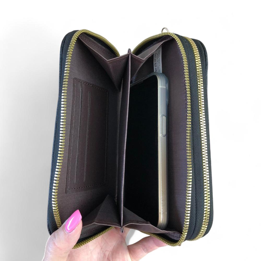 BLACK Cotton Road PU Leather Cellphone Sling Wallet