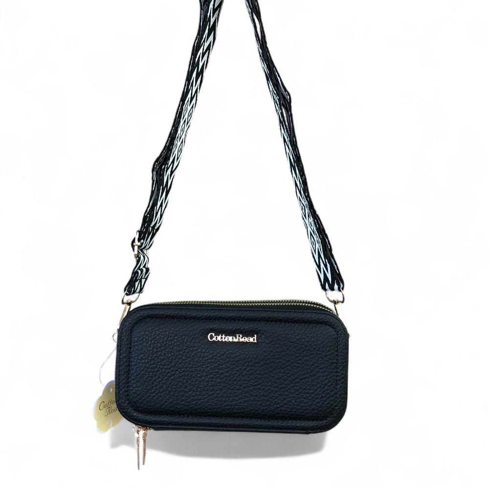 BLACK Cotton Road PU Leather Cellphone Sling Wallet