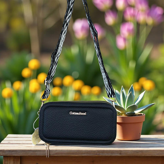 BLACK Cotton Road PU Leather Cellphone Sling Wallet