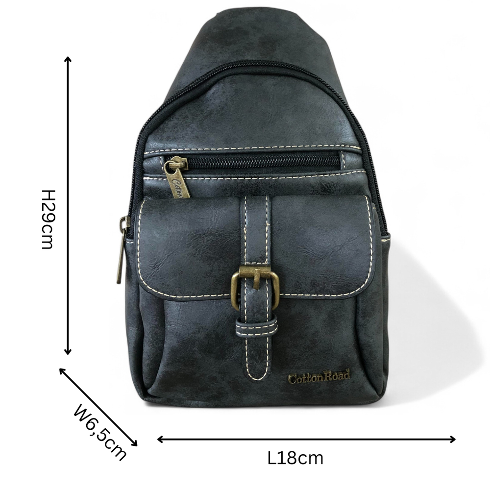 BLACK Cotton Road PU Leather Cross Body Bag / Mini Backpack