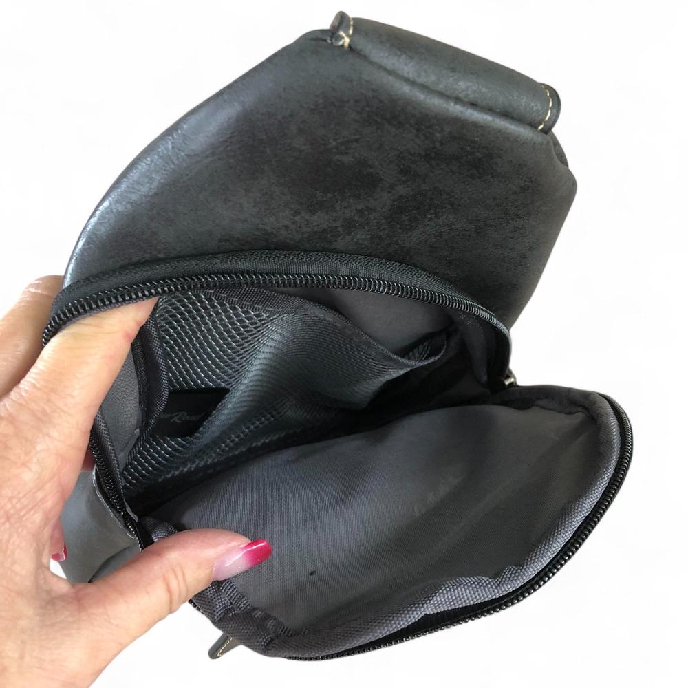 BLACK Cotton Road PU Leather Cross Body Bag / Mini Backpack