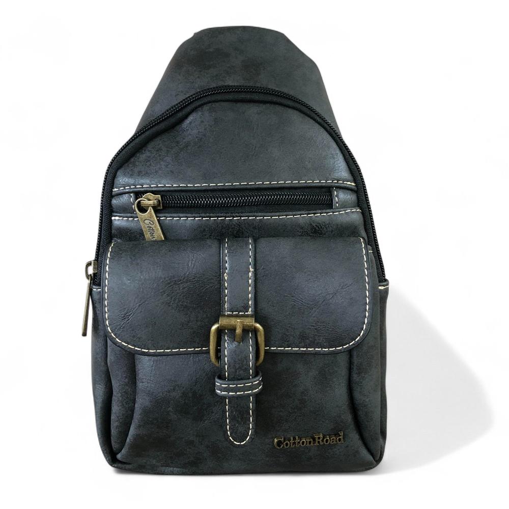 BLACK Cotton Road PU Leather Cross Body Bag / Mini Backpack