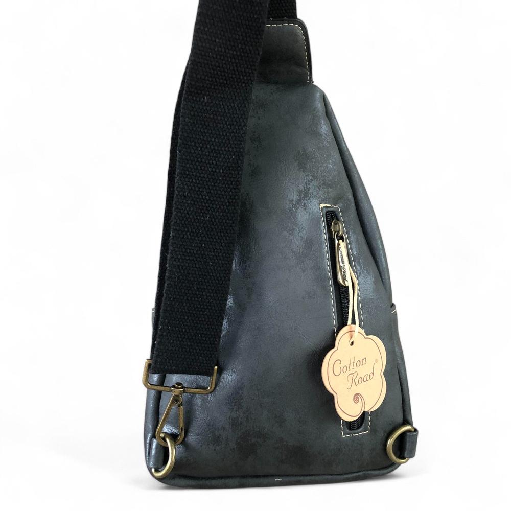 BLACK Cotton Road PU Leather Cross Body Bag / Mini Backpack