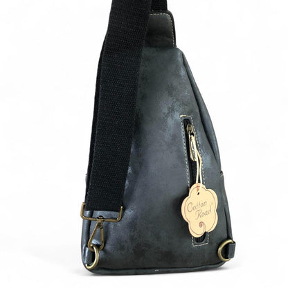 BLACK Cotton Road PU Leather Cross Body Bag / Mini Backpack