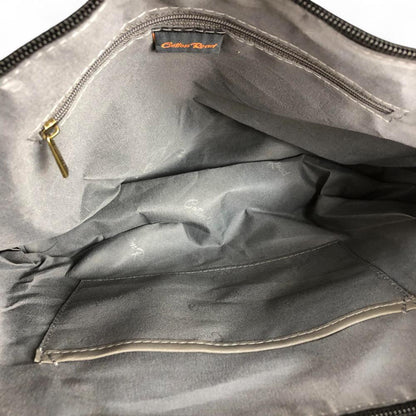 BLACK Cotton Road PU Leather Handbag with EMBROIDERED detailing