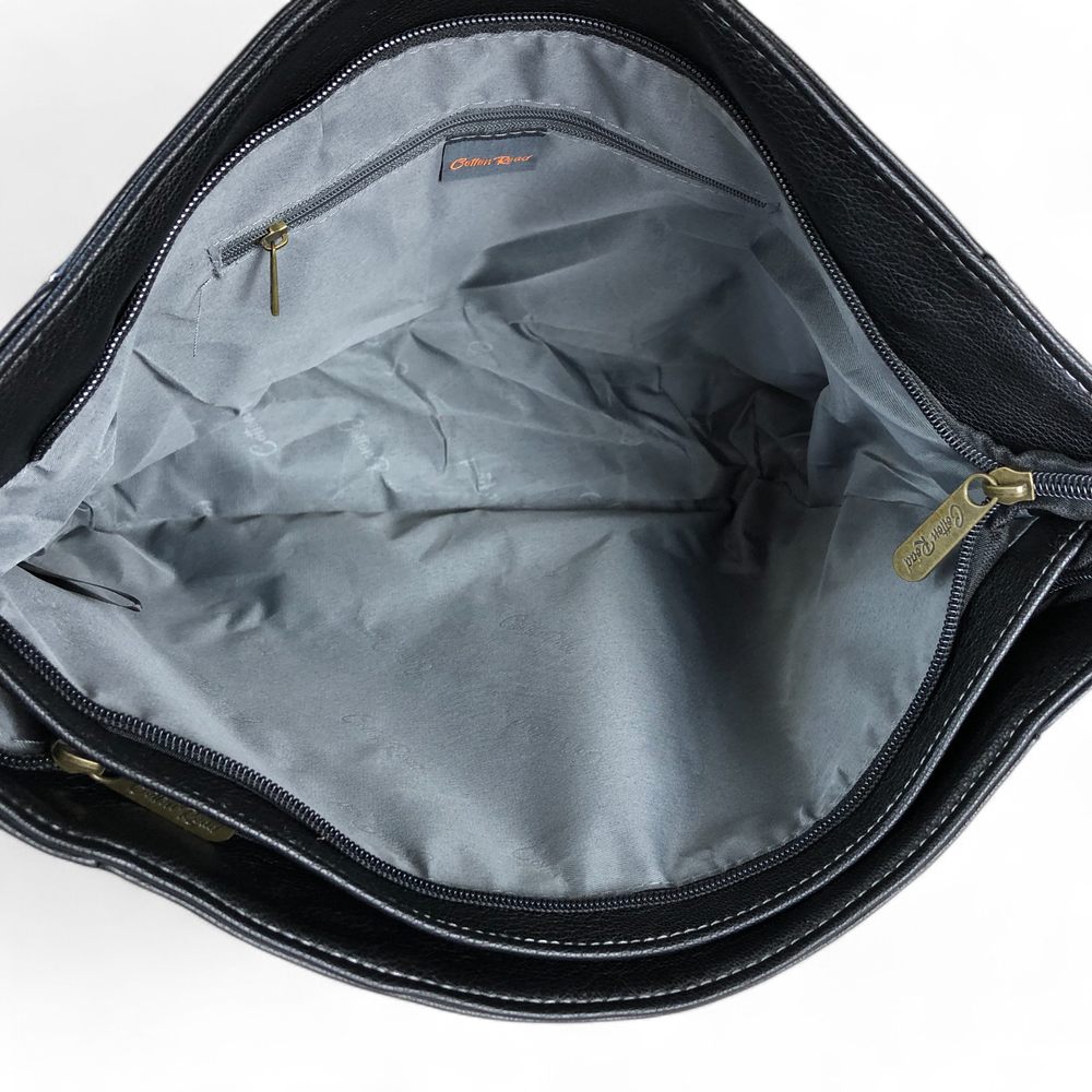 BLACK Cotton Road PU Leather Handbag with Pockets