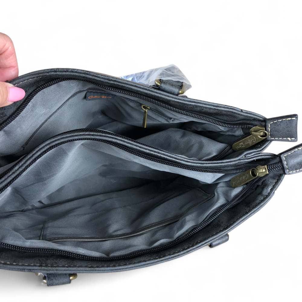 BLACK Cotton Road PU Leather Handbag with Pockets