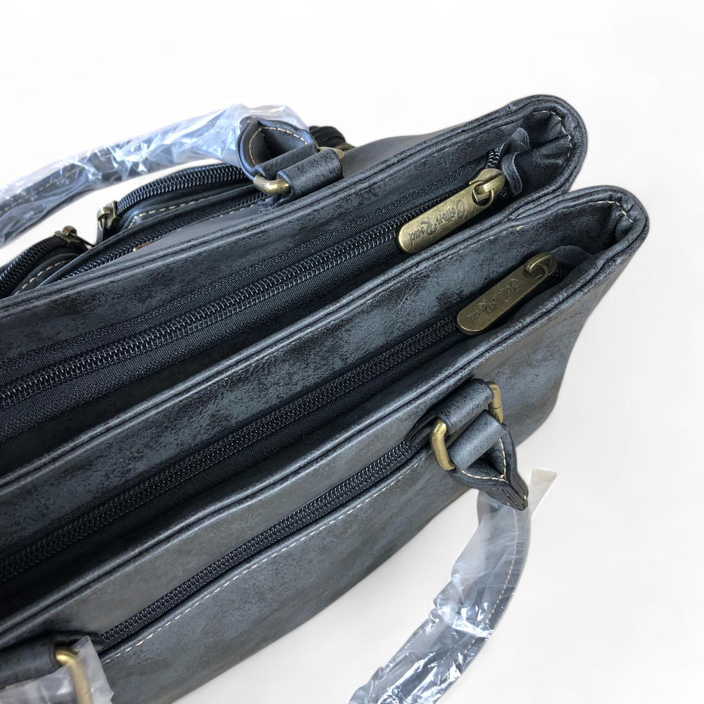 BLACK Cotton Road PU Leather Handbag with Pockets