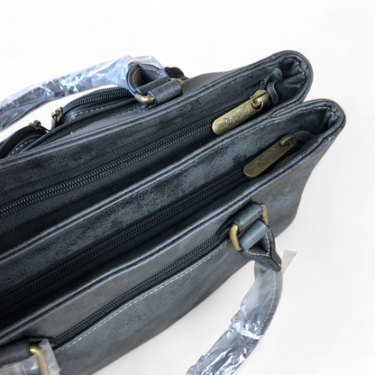 BLACK Cotton Road PU Leather Handbag with Pockets