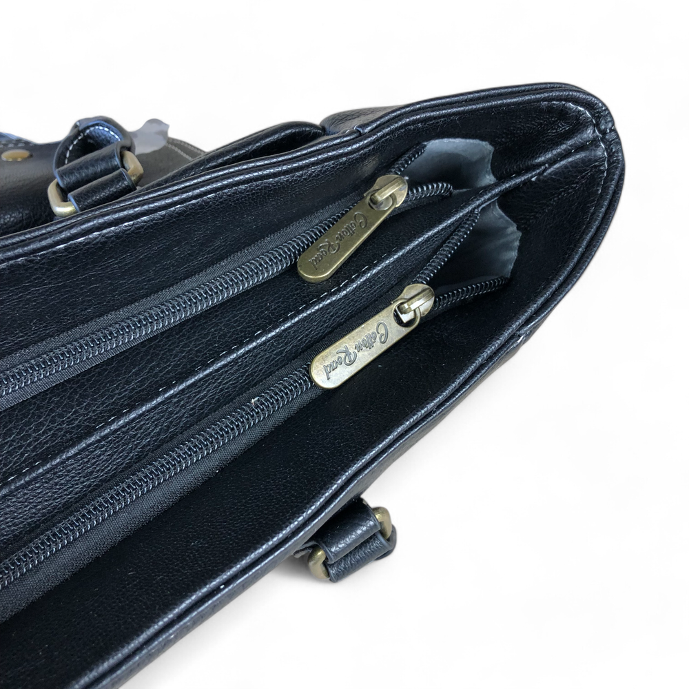 BLACK Cotton Road PU Leather Handbag with Pockets