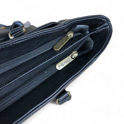 BLACK Cotton Road PU Leather Handbag with Pockets