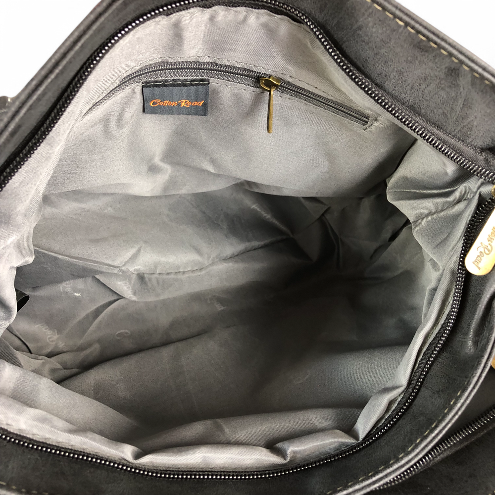 BLACK Cotton Road PU Leather Handbag with TRIM