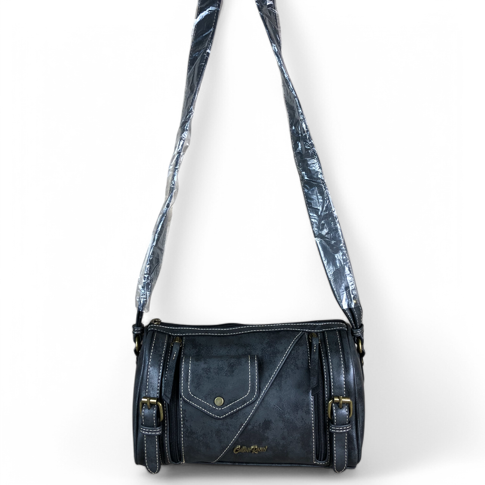 BLACK Cotton Road PU Leather Sling Bag with BRANDED Strap