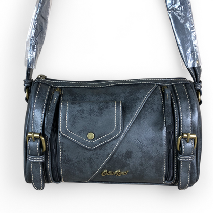BLACK Cotton Road PU Leather Sling Bag with BRANDED Strap