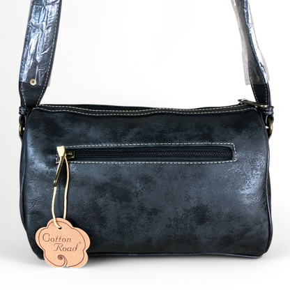 BLACK Cotton Road PU Leather Sling Bag with BRANDED Strap