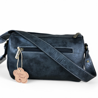 BLACK Cotton Road PU Leather Sling Bag with BRANDED Strap