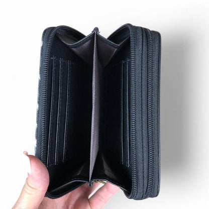 BLACK Medium Cotton Road PU Leather Wallet with LEOPARD Print detailing