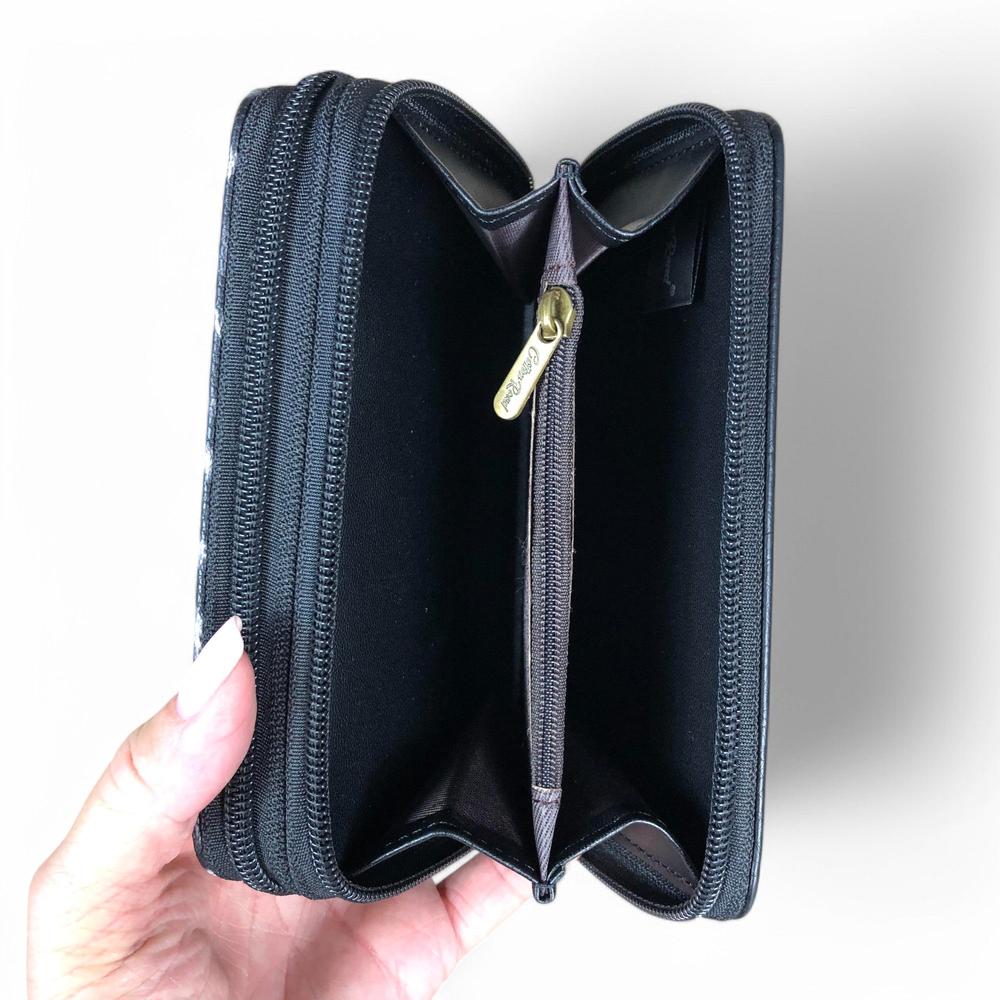 BLACK Medium Cotton Road PU Leather Wallet with LEOPARD Print detailing