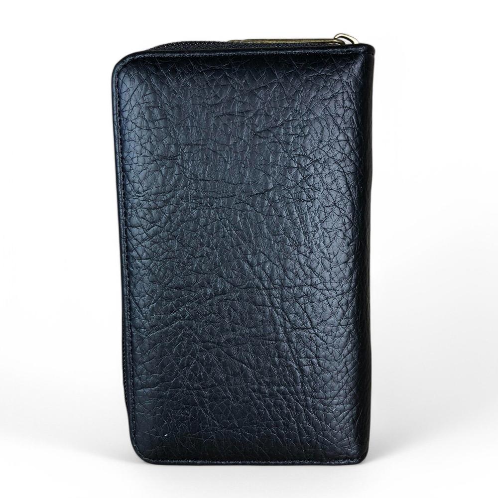 BLACK Medium Cotton Road PU Leather Wallet with LEOPARD Print detailing