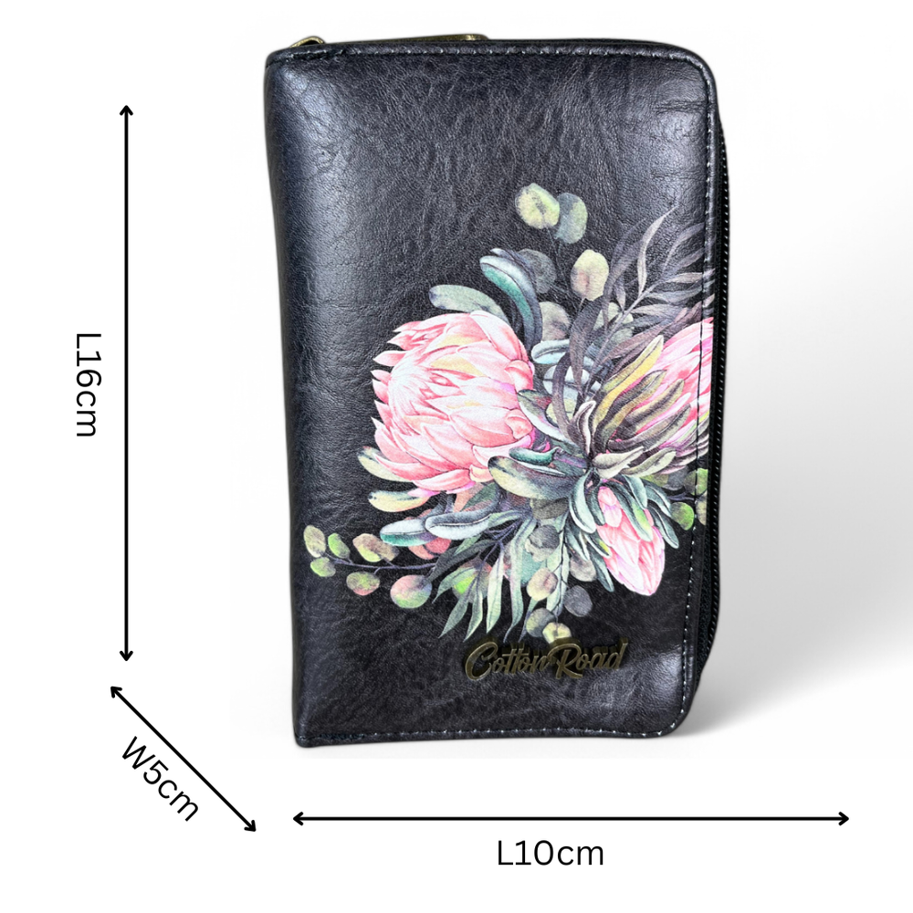 BLACK Medium Cotton Road PU Leather Wallet with PROTEA