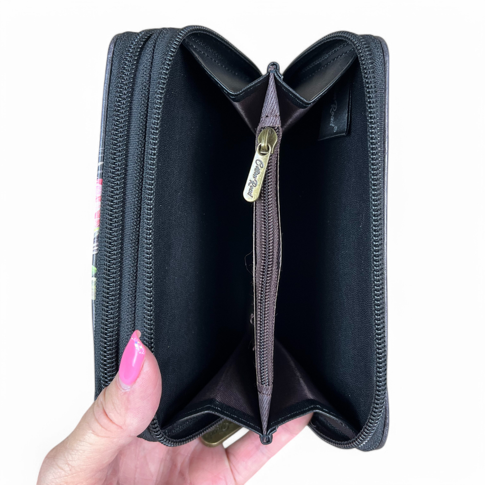 BLACK Medium Cotton Road PU Leather Wallet with PROTEA