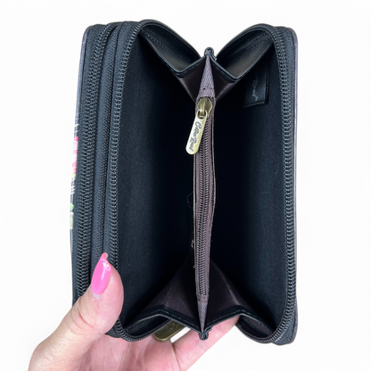 BLACK Medium Cotton Road PU Leather Wallet with PROTEA